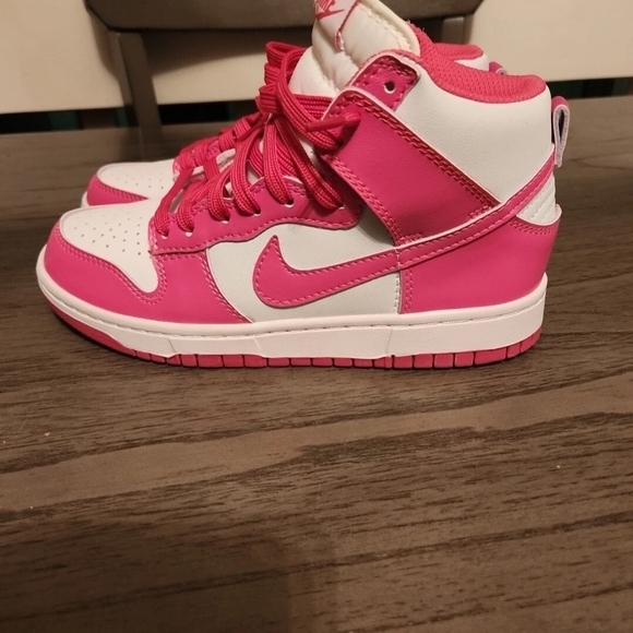 Nike Pink and White High-Top Athletic Shoes